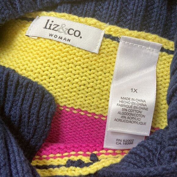 New Liz&co Woman Sweater Stripes Size 1X - Picture 8 of 10